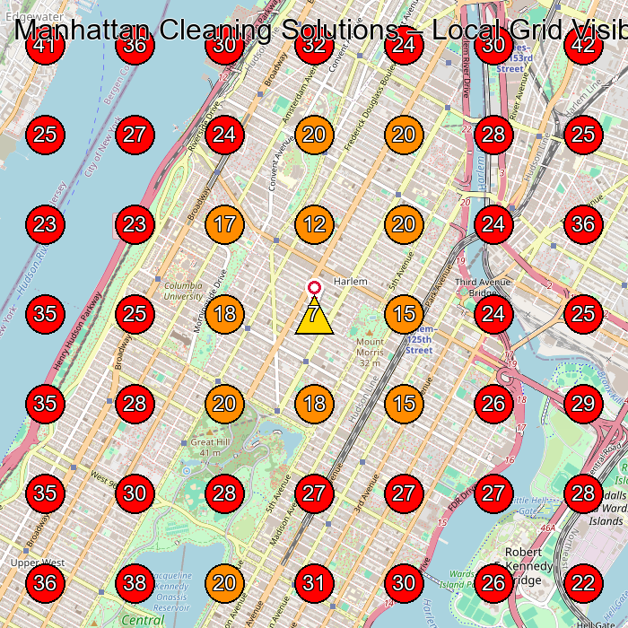 Manhattan Cleaning Solutions GeoGrid visibility map for House Cleaning Service in New York